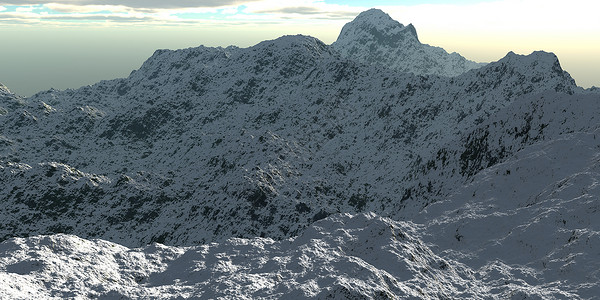 冬天有雪的高山  3d 它制作图案旅行天空爬坡滑雪水彩全景蓝色太阳旅游季节背景图片