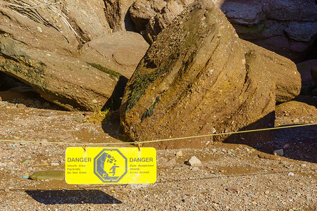 关于霍普威尔岩礁岩石坠落的警告信号背景图片
