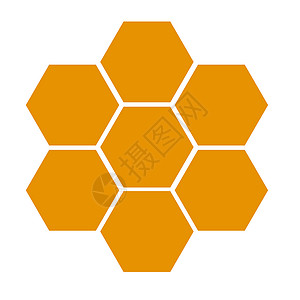 蜂蜜设计白色背景上的蜂窝图标 平面样式设计 蜂窝食物插图养蜂业风格橙子装饰细胞标识蜂蜡梳子背景