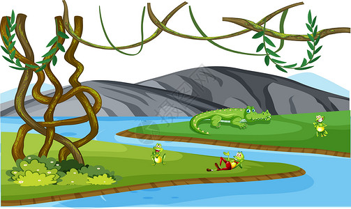 河边玩耍图动物在河边玩耍野生动物旅行食肉场景天空绘画环境马赛植物象牙设计图片