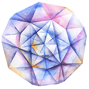 水彩钻石晶体宝石绘画玻璃石英反射几何学水晶边缘手绘折射背景图片