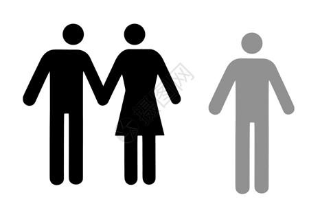 偶数和单图标平面离婚女士黑色灵魂伙伴夫妻男人伴侣概念寂寞背景图片
