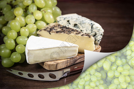 酿酒葡萄和奶酪食品概念背景图片