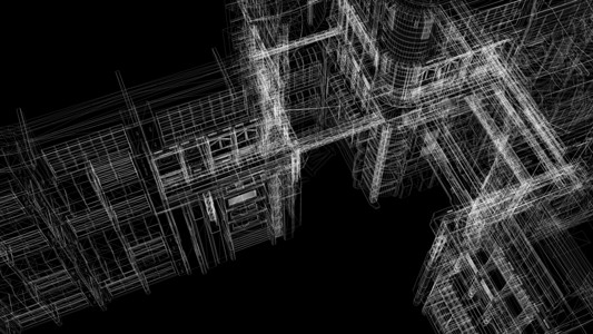 城市的线框模型  3D Renderin项目草图建筑学办公室数据绘画技术3d景观线条背景图片