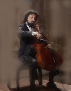 手绘大提琴播放游戏手绘演员音乐会男人独奏音乐家画笔电脑插图大提琴背景