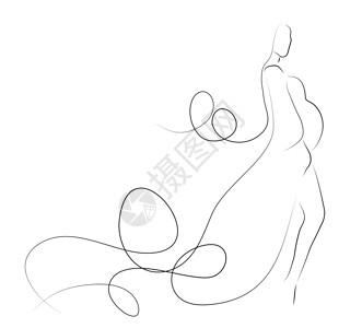 孕妇插图水墨画草图艺术女性优雅绘图画笔计算机轮廓背景图片