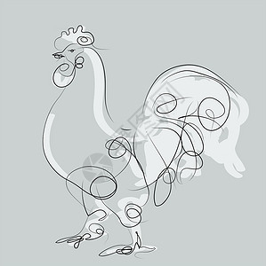 龙式插图绘画家畜姿势轮廓画笔公鸡计算机绘图曲线背景图片