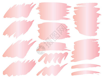 玫瑰金刷子一组画笔描边粉红色的 grunge 画笔描边 矢量图收藏染料框架艺术白色横幅中风刷子飞溅墨水设计图片
