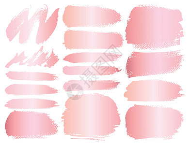 玫瑰金刷子一组画笔描边粉红色的 grunge 画笔描边 矢量图金色收藏盒子刷子插图涂鸦创造力染料水彩绘画设计图片