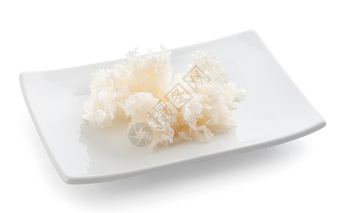沉积雪真菌畜栏美食食物盘子沙拉珊瑚银耳白色背景图片