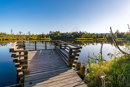 沃格尔自然保护区秋天地标建筑景点百合日出潮湿建筑学旅游沼泽蓝色背景