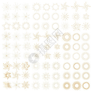 森领白色背景下孤立的金色森伯斯特风格集爆裂射线矢量图解阳光光束潮人框架标签太阳插图墙纸横幅收藏设计图片