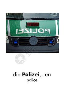 德文字词卡 Polizei(警察)背景图片