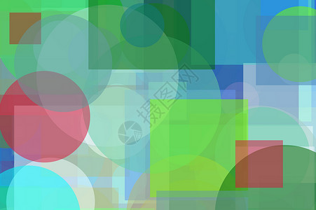 抽象绿色蓝色红色圆圈正方形图背景气泡几何学背景图片