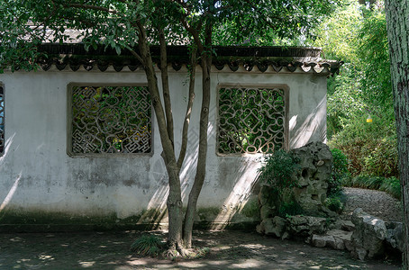 古老的传统花园 中国苏州花园吸引力风景旅游历史程式化树木建筑旅行寺庙建筑学背景图片