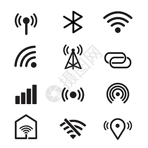 WiFi标识一套 wifi 和无线平面图标 它制作图案矢量插画