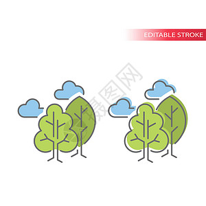 绿树与云线矢量 ico背景图片