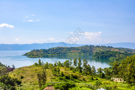 机车车辆卢旺达基伍湖自由大湖丘陵树木机车地平线森林异国情调阳台背景