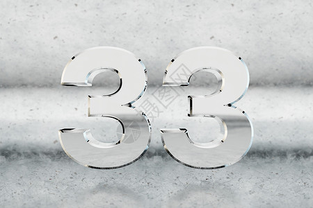 铬 3d 编号 33 划痕金属背景上的光泽铬编号  3d 渲染背景图片
