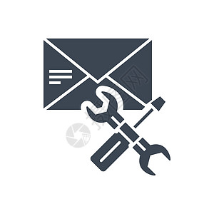 电子邮件支持向量字形 Ico工具互联网邮件文档插图办公室扳手通讯信封服务背景图片