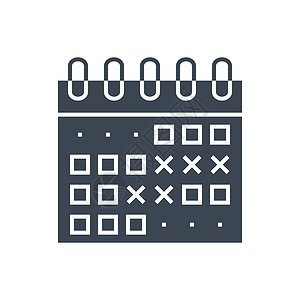 活动日历矢量字形 Ico时间会议办公室框架夹子图标插图艺术商业背景图片