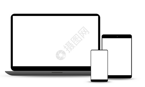 网站样机在白色背景上隔离的笔记本电脑和电话设置样机背景