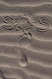 SOS 求救情况绘画危险救援沙漠帮助写作海岸摄影背景图片