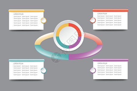彩色椭圆的信息图分为四个部分背景图片