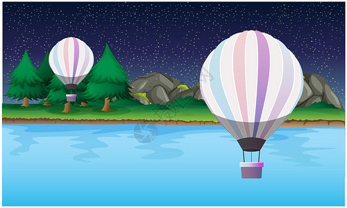 热气球装饰素材热气球在夜空中飞翔活力飞行飞艇车辆装饰燃烧空气旅游星星旅行背景