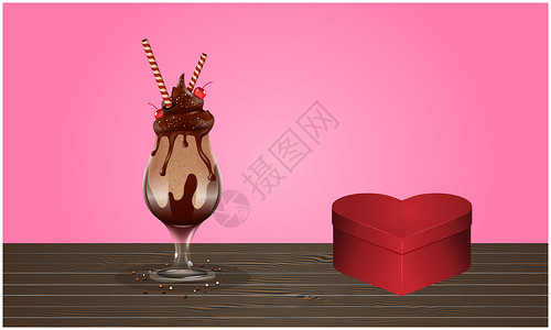 冰淇淋品牌冰淇淋勺在桌上的模拟插图标识包装身份牛奶甜点咖啡店菜单奶制品小样品牌背景