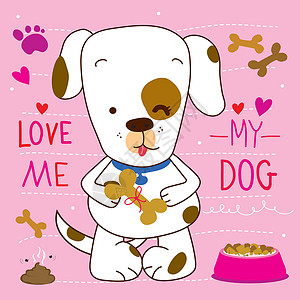 爱我爱我的狗卡通可爱 Vecto背景图片
