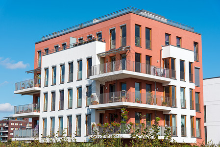 柏林的现代公寓房住房市中心奢华市场建筑不动产建筑学晴天投资高楼背景图片