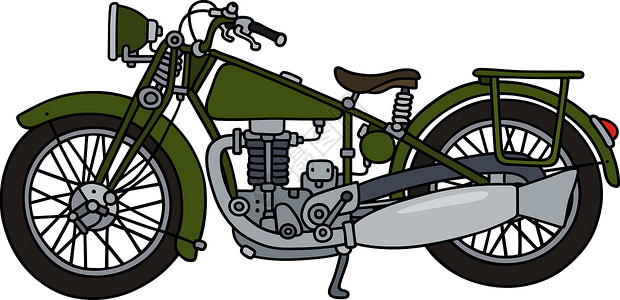 复古绿色摩托车卡通片自行车车辆老将发动机背景图片