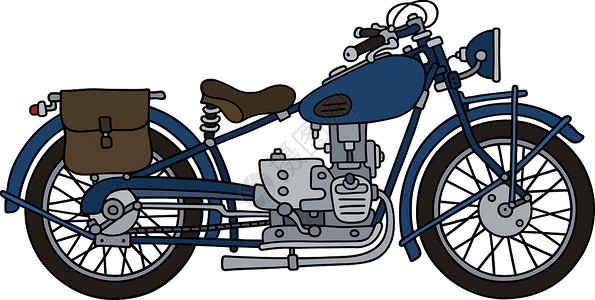 复古蓝色摩托车卡通片自行车摩托车辆发动机背景图片