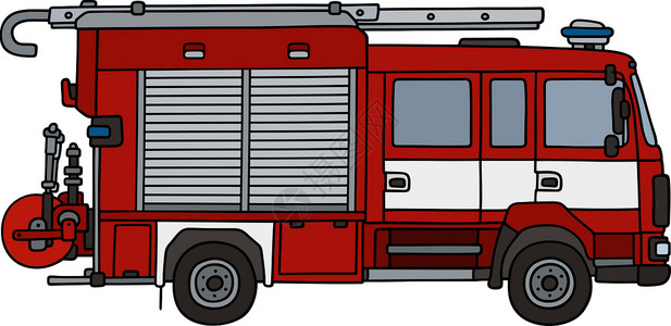 红色消防车卡通片汽车车辆救援发动机警卫车站白色运输城市背景图片