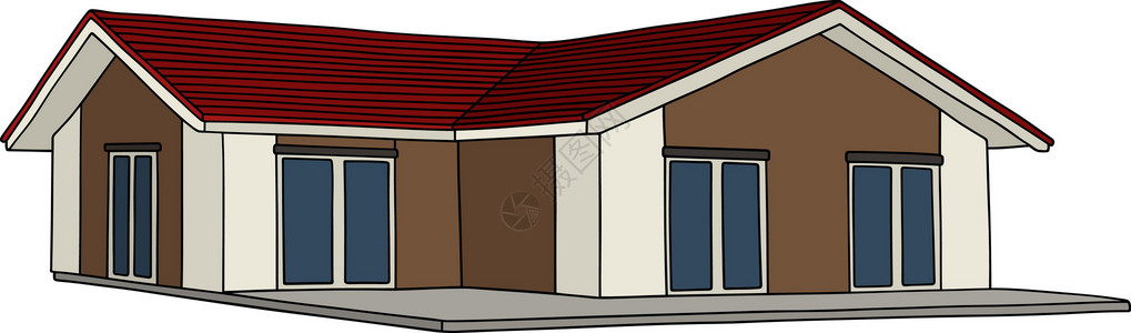 平房屋顶矮小的房子插画