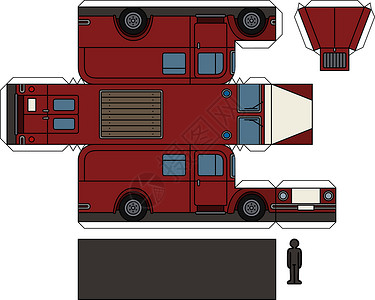 旧救火车的纸模型玩具纸艺插图运输城市卡通片发动机消防车货车救援插画