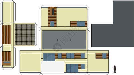 房子纸模型房子的纸模型窗户家庭胶水白色灰色奶油卡通片玩具车库建筑学插画