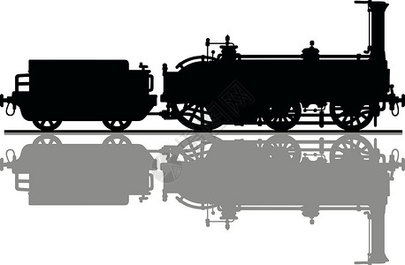 火车剪影蒸汽机车的剪影插画