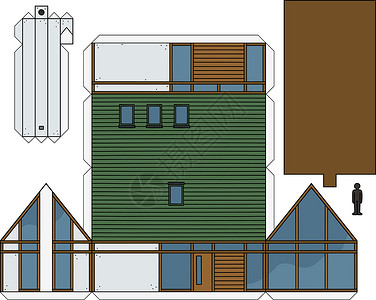 房子纸模型房子的纸模型建筑学建筑窗户胶水玩具烟囱卡通片小屋玻璃家庭插画