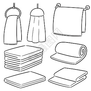 折叠衣架一套手巾插图酒店材料持有者塑料奢华线条温泉厨房织物插画