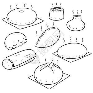 凯普莱斯一套中国 snac涂鸦漫画小吃面团早餐插图手工菜单食物收藏插画