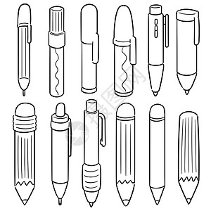 钢笔线条一套钢笔和 penci草图艺术补给品教育办公室风格中风剪贴商业涂鸦插画