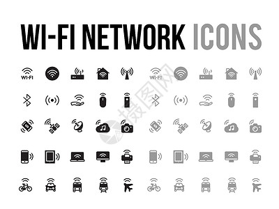 素材网appApp和移动网站响应的 Wifi 网络矢量图标背景