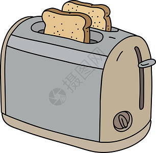 米色电烤面包机面包器具插图卡通片食物早餐塑料褐色厨房奶油背景图片