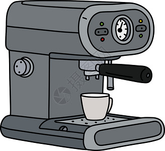 灰色电浓缩咖啡制作插图家电卡通片黑色杯子酒吧饮料厨房合金制作者背景图片