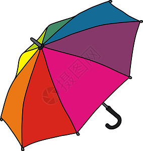 橙子雨伞有趣的彩色雨伞女士彩虹插图紫色下雨男人绿色蓝色配件橙子插画