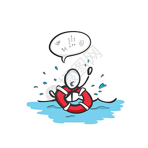 救生圈中男人溺水者呼救 矢量简单 Lifebelt 保存在海中 海滩巡逻救援 火柴人卡通 剪贴画 手绘 涂鸦素描它制作图案设计图片