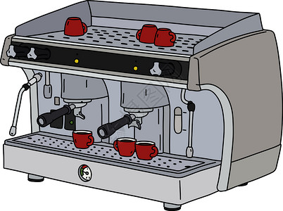 专业的意式浓缩咖啡厨房灰色卡通片酒吧插图咖啡饮料合金制作者杯子背景图片