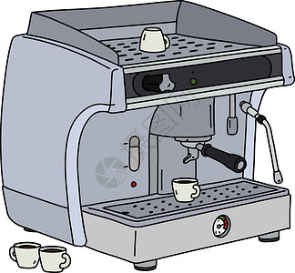 专业的意式浓缩咖啡厨房小酒馆制作者白色灰色黑色家电插图卡通片酒吧插画